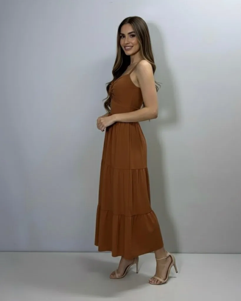 Vestido Jéssica Midi - Caramelo