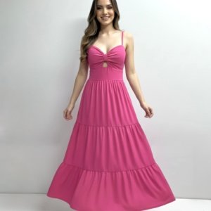 Vestido Jéssica Midi - Rosa Chiclete - Image 4