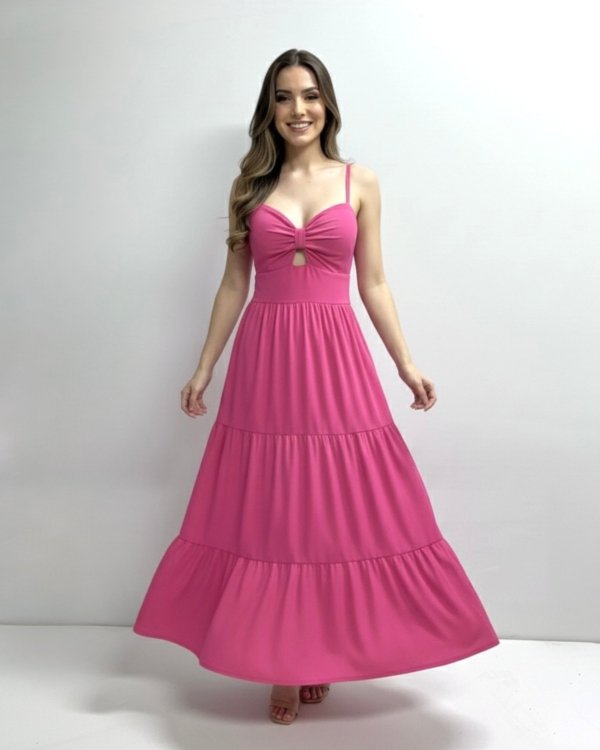 Vestido Jéssica Midi - Rosa Chiclete