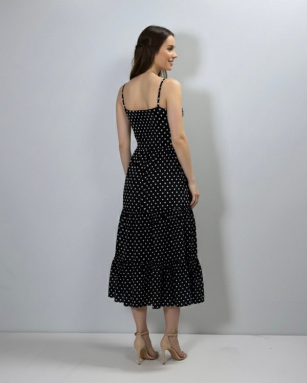 Vestido Jéssica Midi - Poá Preto