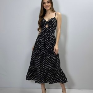Vestido Jéssica Midi - Poá Preto - Image 3