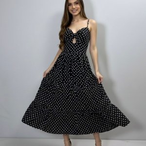 Vestido Jéssica Midi - Poá Preto - Image 2