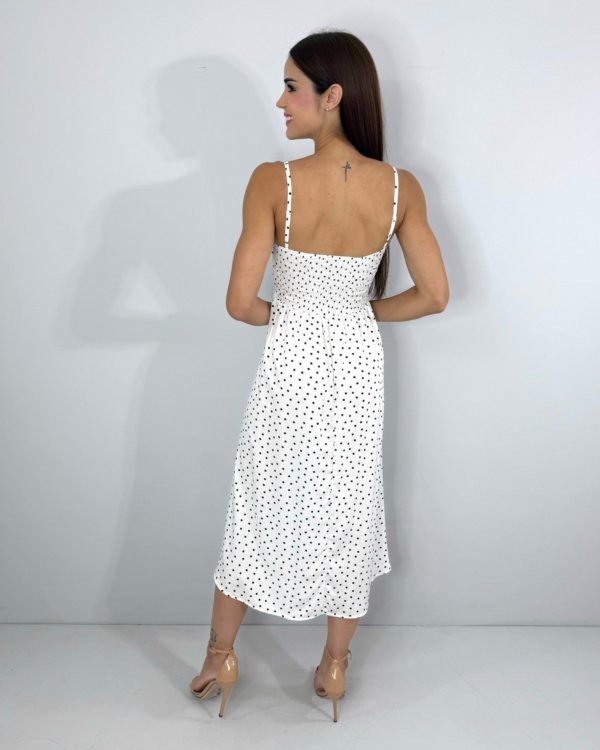 Vestido Karita - Poá Fundo Branco