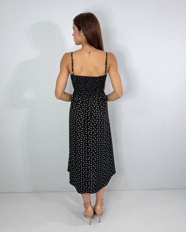 Vestido Karita - Poá Fundo Preto