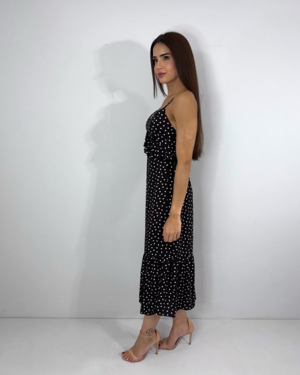 Vestido Maggie - Poá Fundo Preto