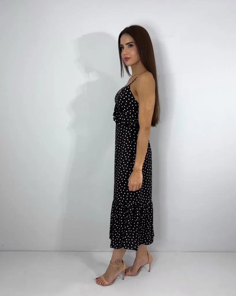 Vestido Maggie - Poá Fundo Preto