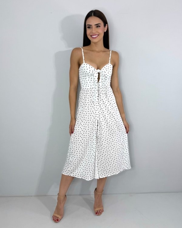 Vestido Karita - Poá Fundo Branco