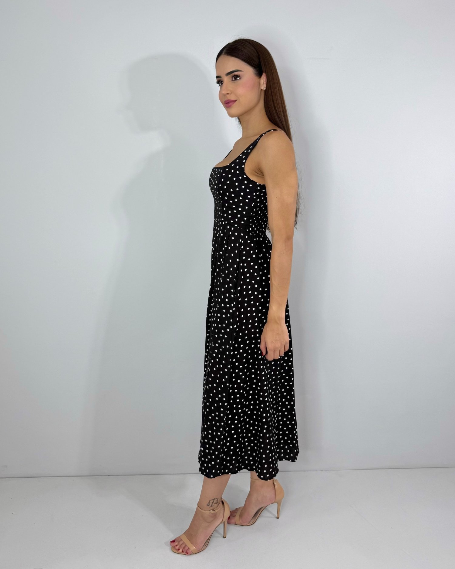 Vestido Samanta - Poá Fundo Preto - Image 3