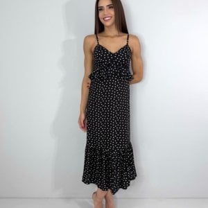 Vestido Maggie - Poá Fundo Preto - Image 1