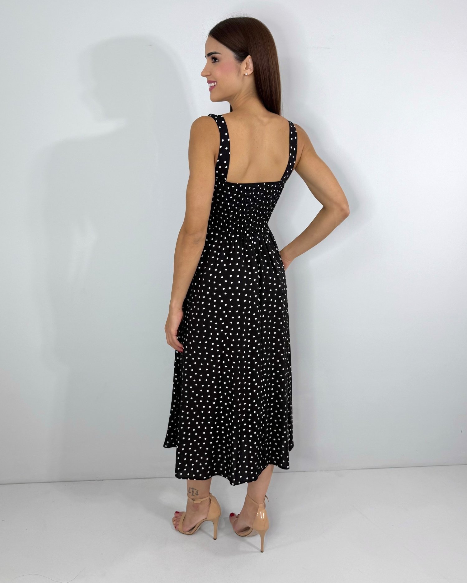 Vestido Samanta - Poá Fundo Preto - Image 4