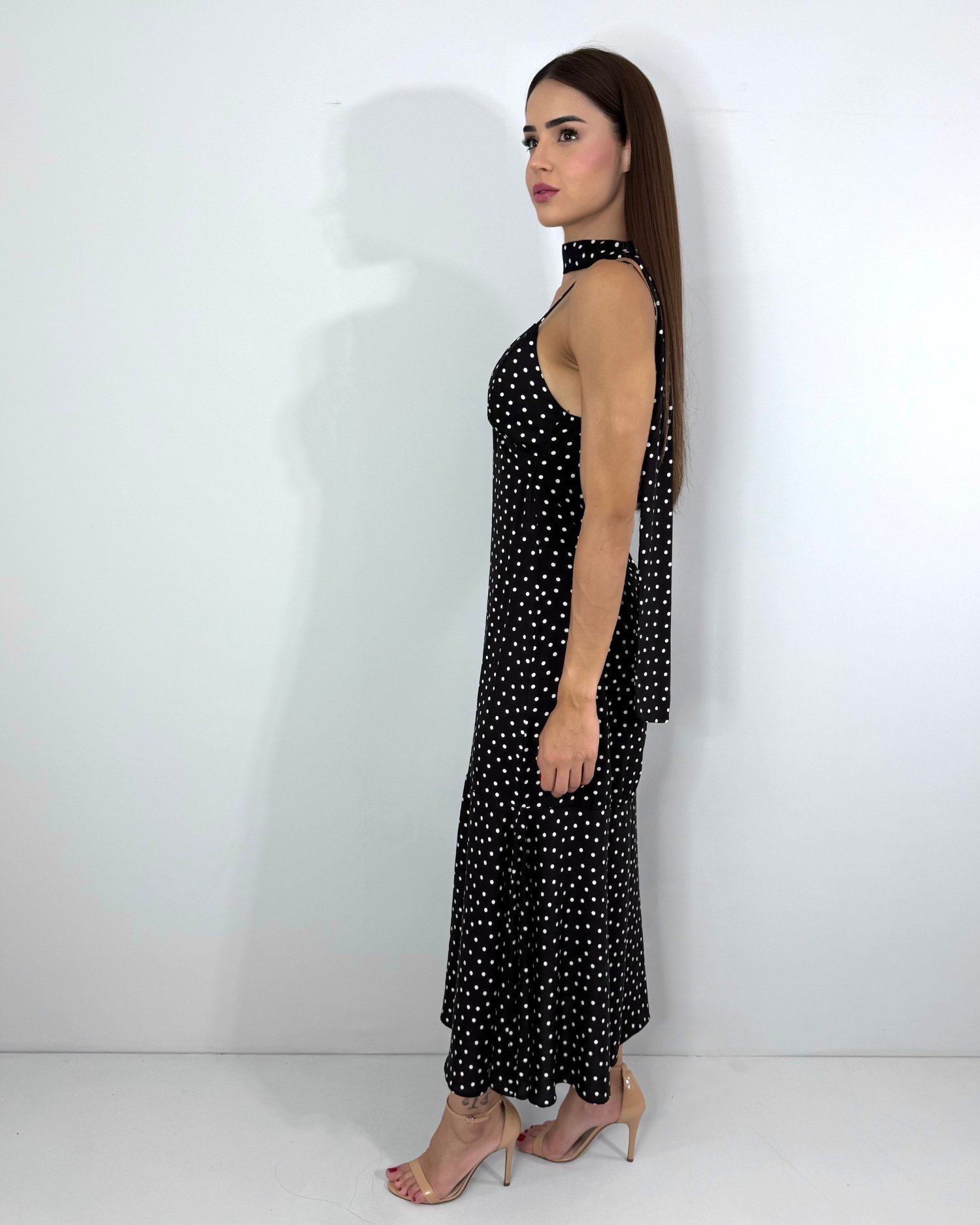 Vestido Carmem - Poá Fundo Preto - Image 2