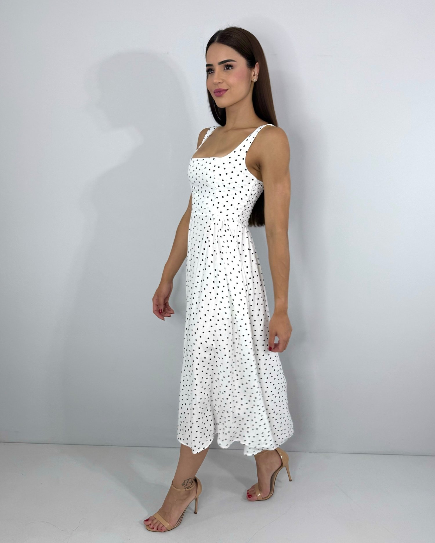 Vestido Samanta - Poá Fundo Branco - Image 3