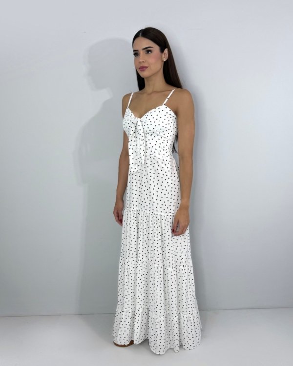 Vestido Camila - Poá Fundo Branco