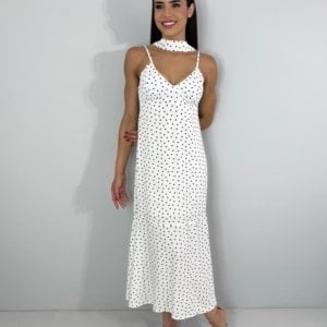 Vestido Carmem - Poá Fundo Branco - Image 1