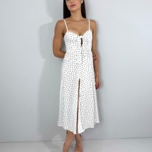 Vestido Karita - Poá Fundo Branco - Image 1