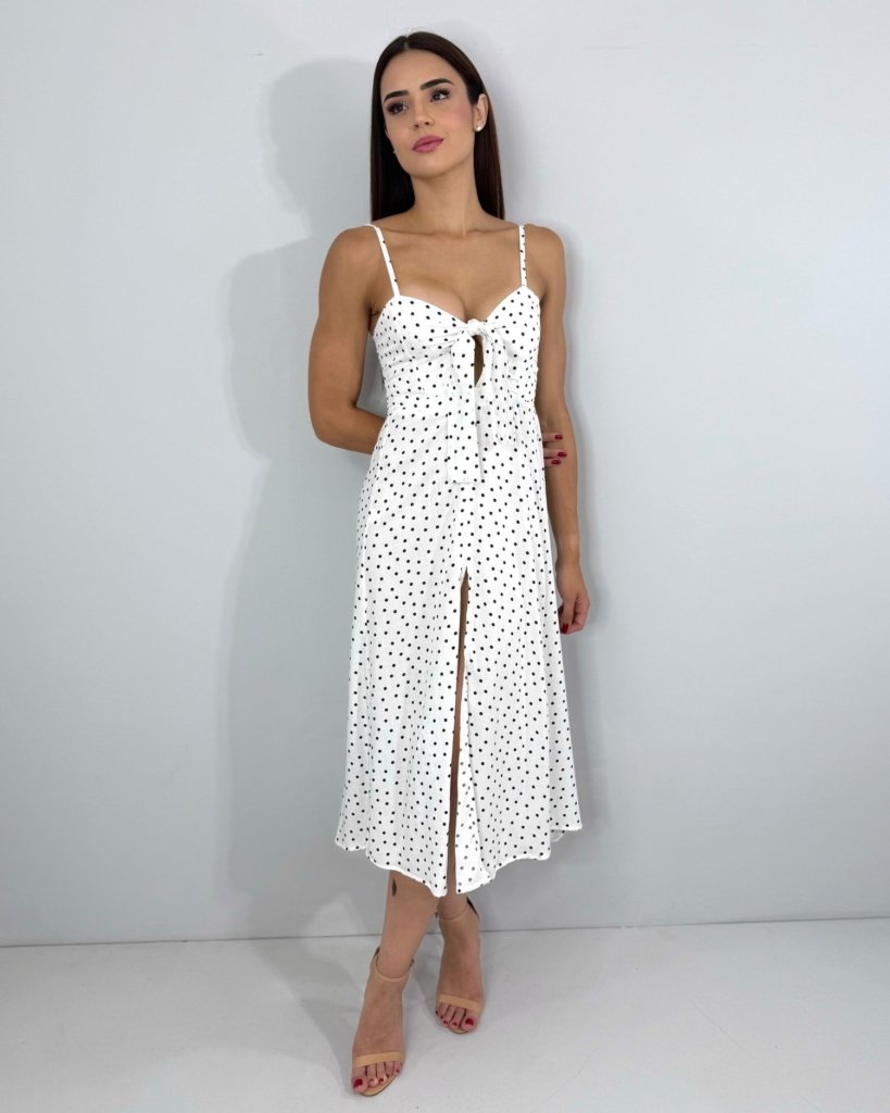 Vestido Karita - Poá Fundo Branco