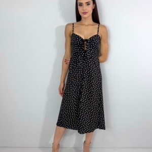 Vestido Karita - Poá Fundo Preto - Image 1