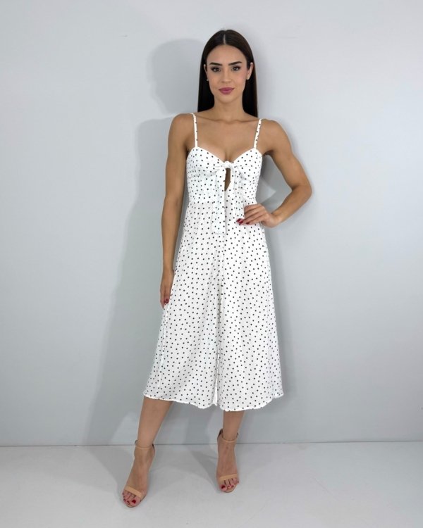 Vestido Karita - Poá Fundo Branco