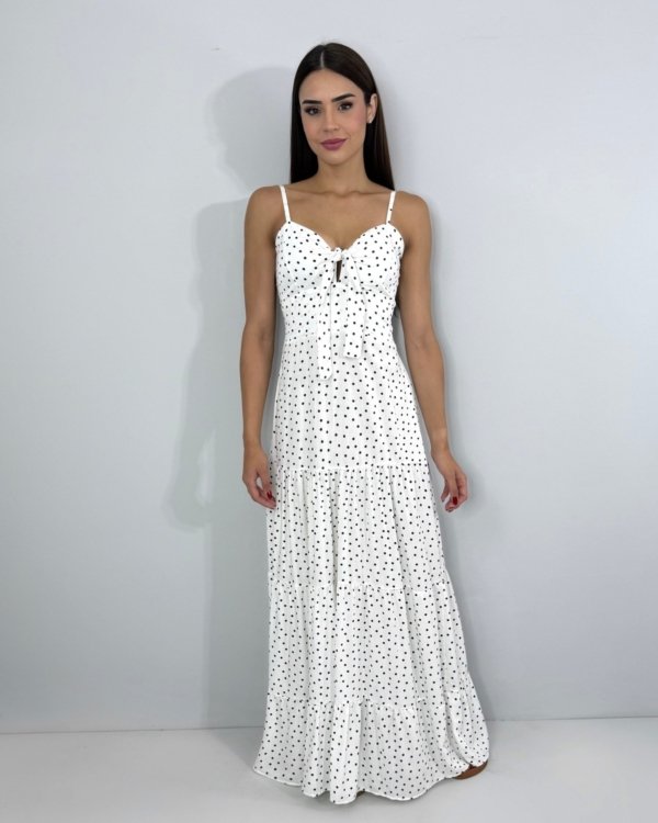 Vestido Camila - Poá Fundo Branco