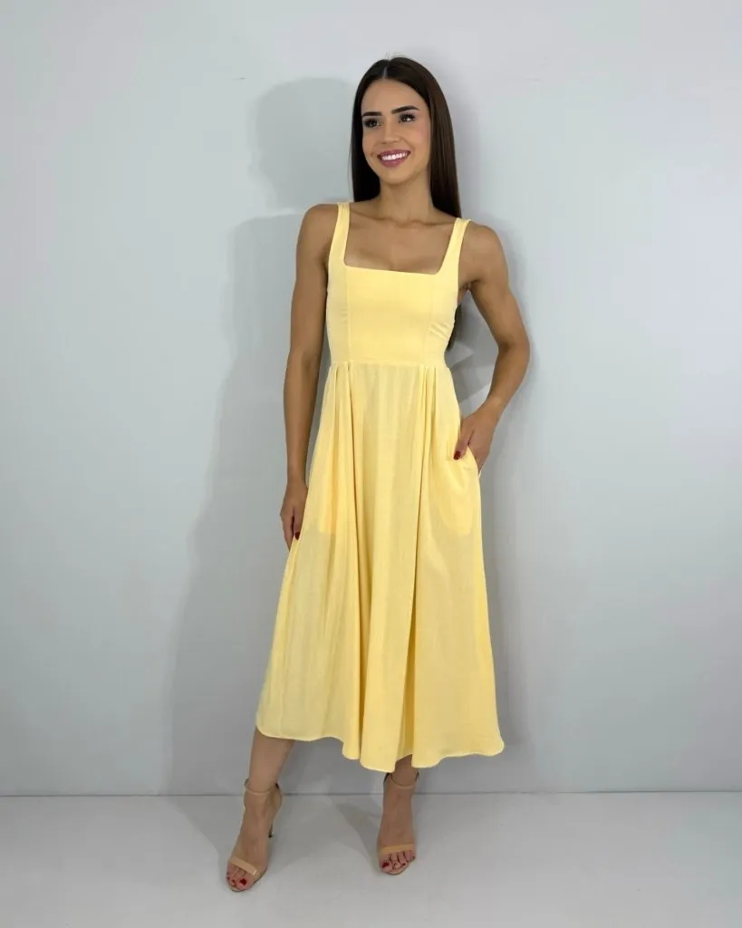 Vestido Samanta - Amarelo Claro