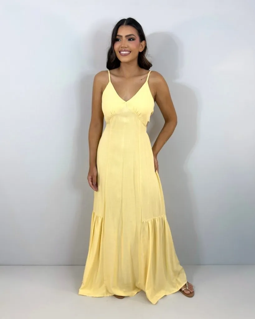 Vestido Poliana - Amarelo Claro