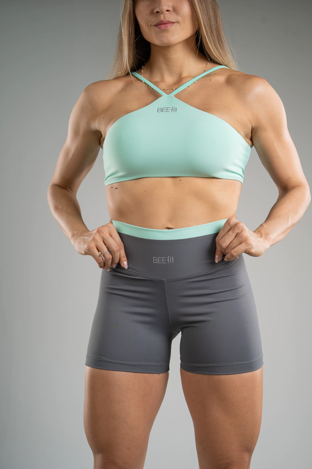 Short Cinza Com Verde Água - Image 2