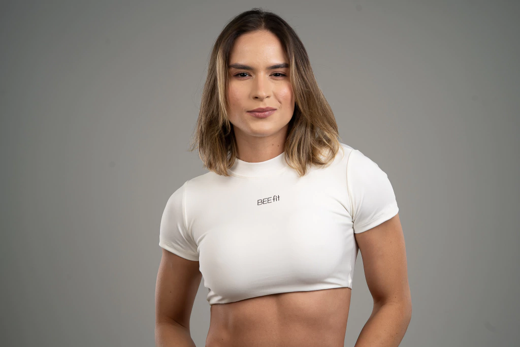 Cropped Manga Curta Off White - Image 3