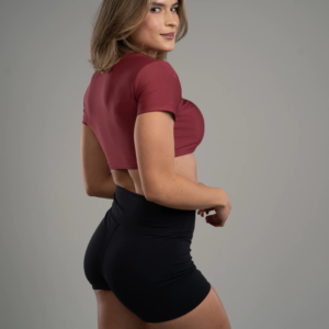 Cropped Manga Curta Vinho - Image 1