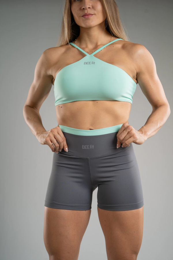 Short Cinza Com Verde Água