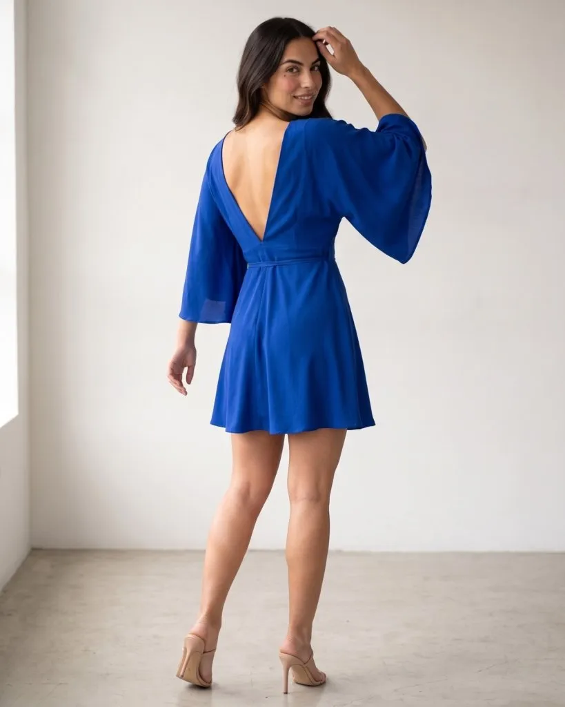 Vestido Aimê Azul Royal costas