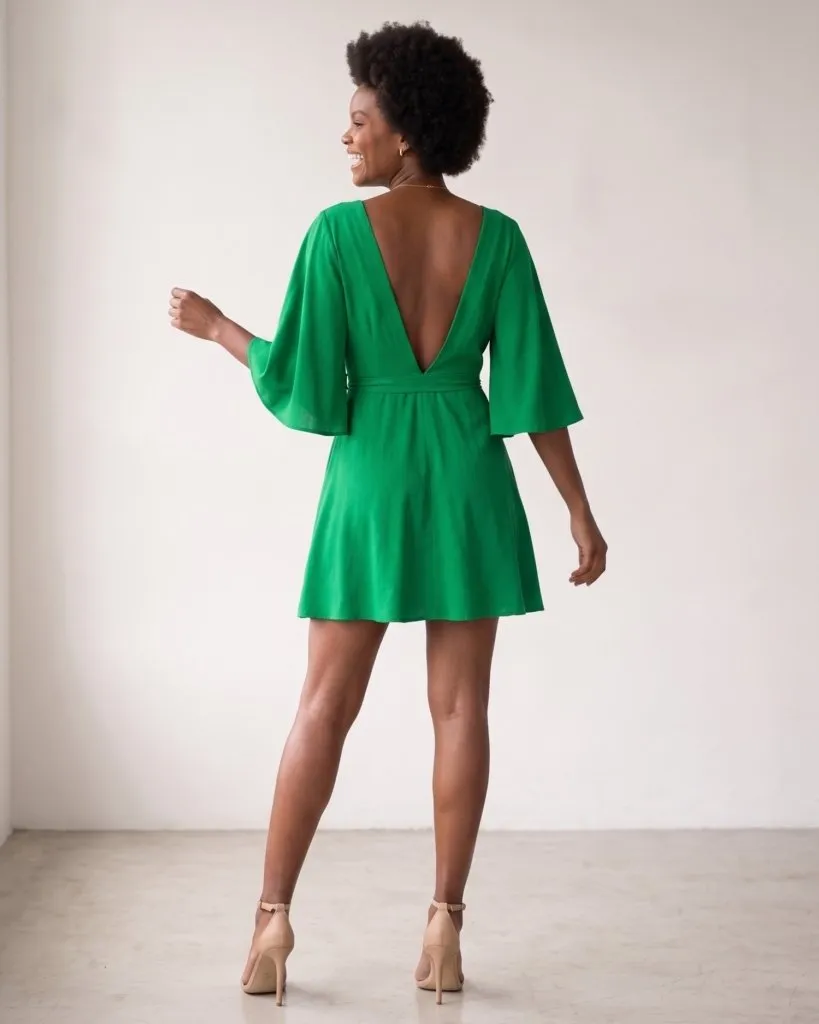 Vestido Aimê Verde Bandeira costas