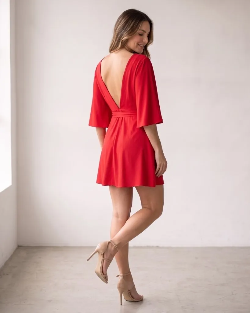 Vestido Aimê Vermelho costas