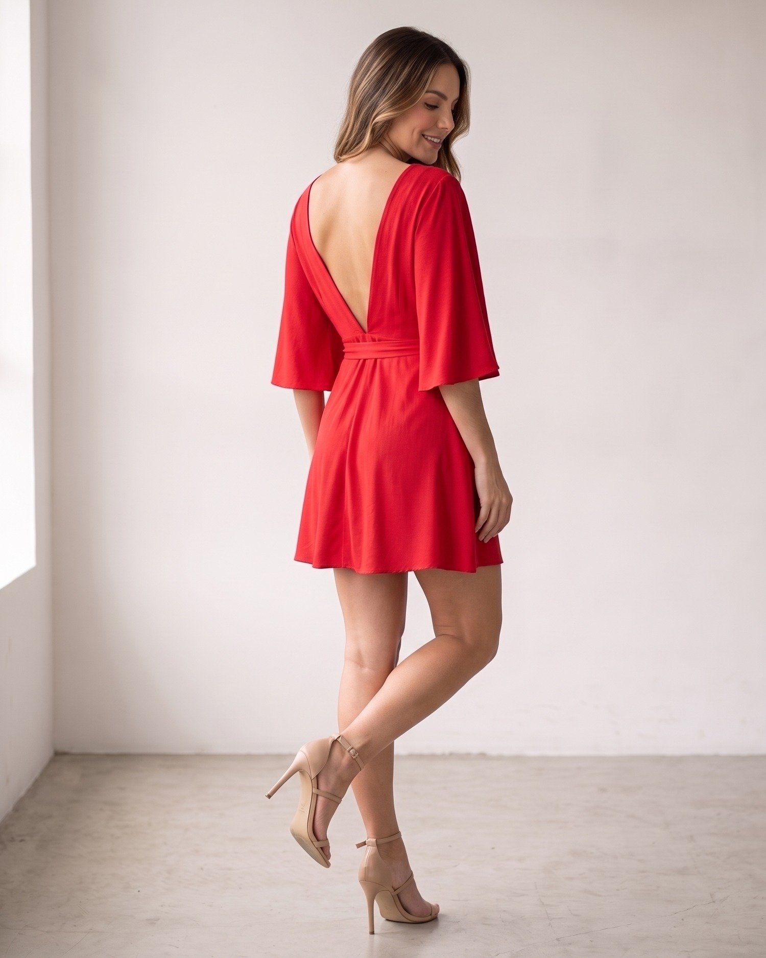 Vestido Aimê Vermelho costas