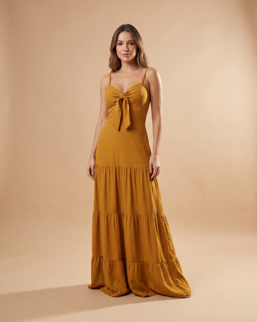 Vestido Camila - Amarelo Queimado