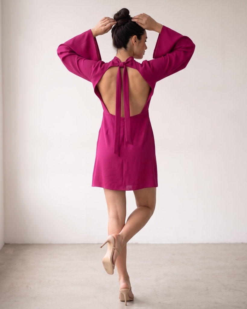 Vestido Carine Fúcsia costas