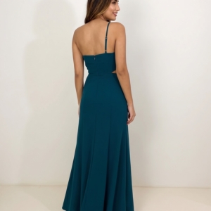 Vestido Layla Azul Petróleo costas