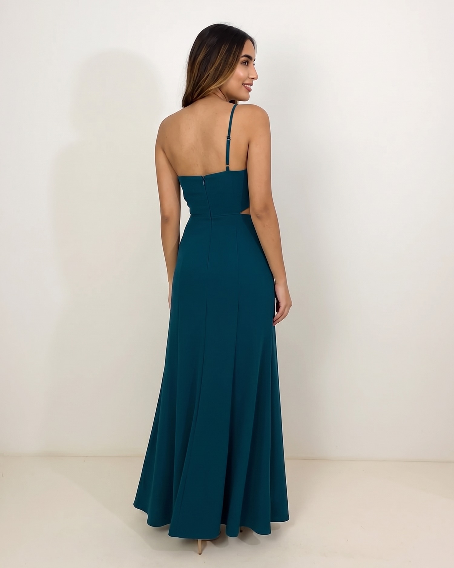Vestido Layla Azul Petróleo costas