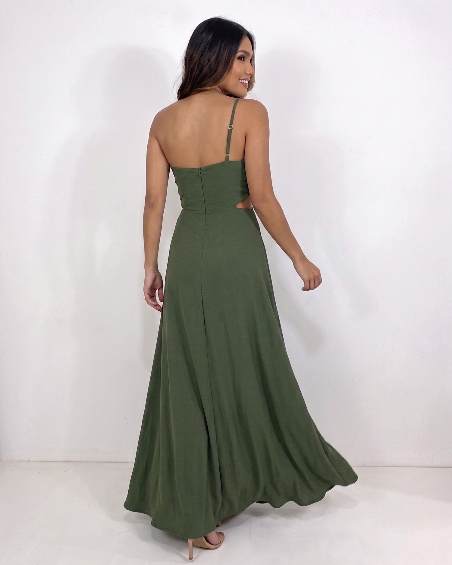 Vestido Layla Verde Militar costas